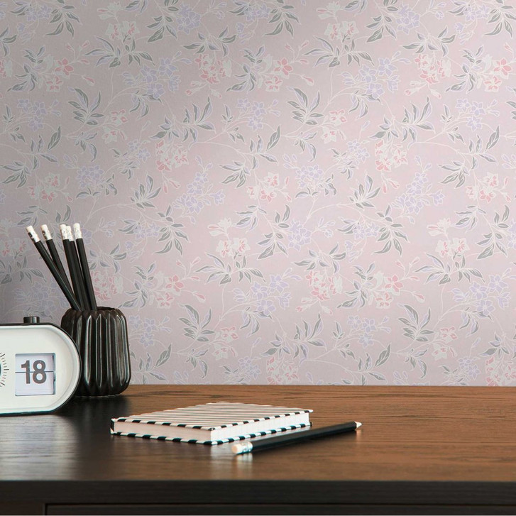 Blümchen-Tapete mit Blüten Rosa Creme - Blumen-Mustertapete modern - Vliestapete floral - WA396247