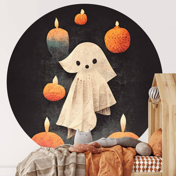 Kinderzimmer Fototapete - Kleiner Geist im Kerzenschein Rund - Treechild - Selbstklebend/Vlies - WA469921