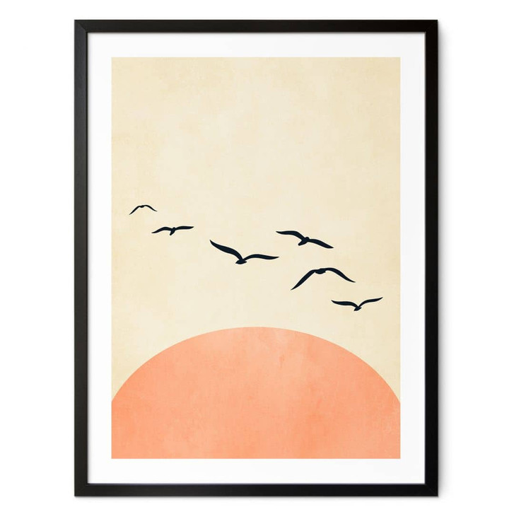 Poster Vogelschwarm im Sonnenuntergang - Kubistika - WA409284