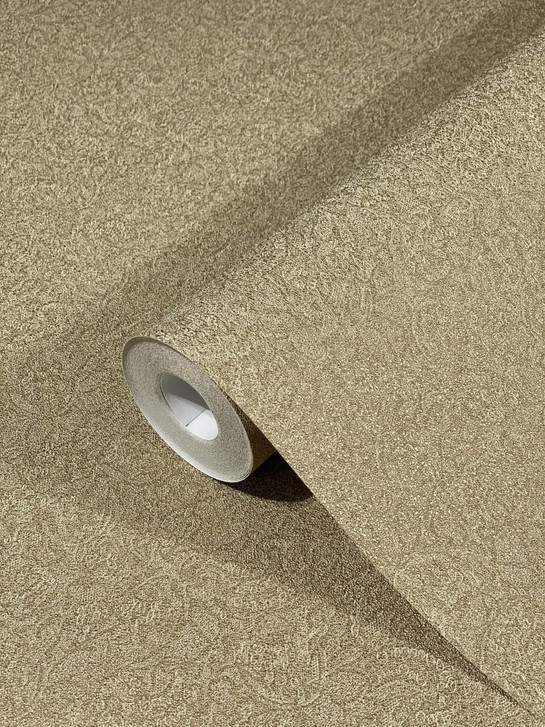 Vliestapete mit glänzenden kleinen Blättern gold Floral von Harald Glööckler - WA451067
