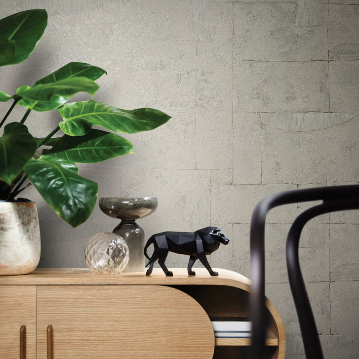 Vliestapete mit Putzoptik in Kacheln beige Grafisch - WA446619