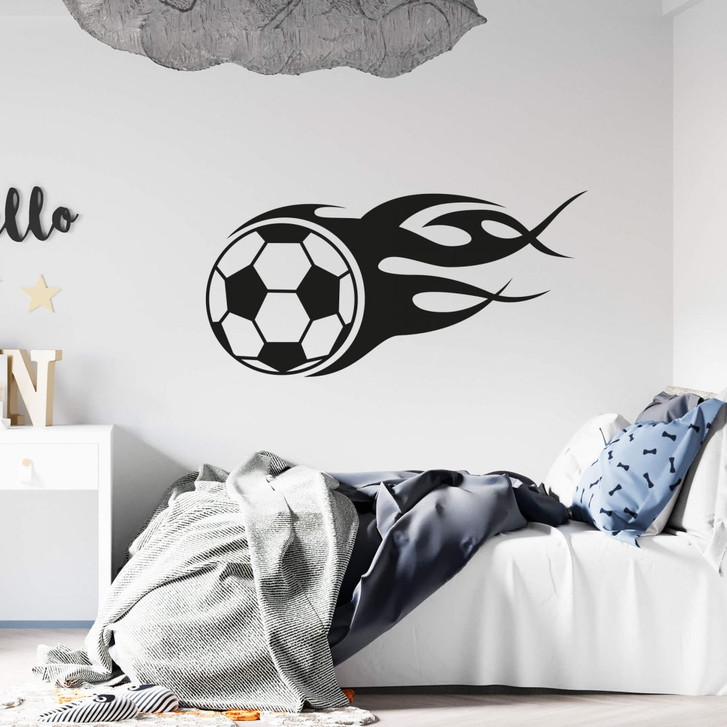 Wandtattoo Fussball mit Flammenschweif (einfarbig) - WA210565