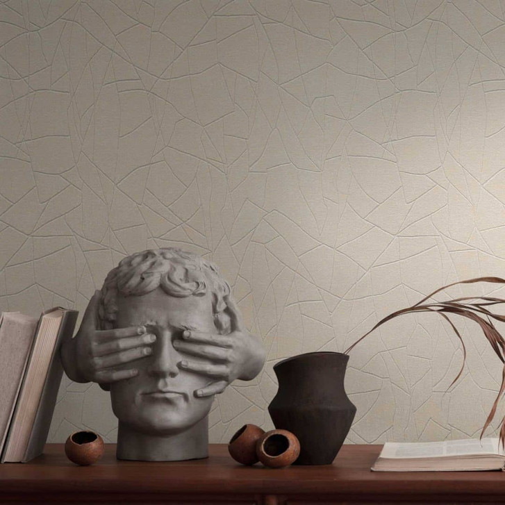 Abstrakte Mustertapete in Creme Beige – Moderne Vliestapete mit Linienstruktur - WA457009