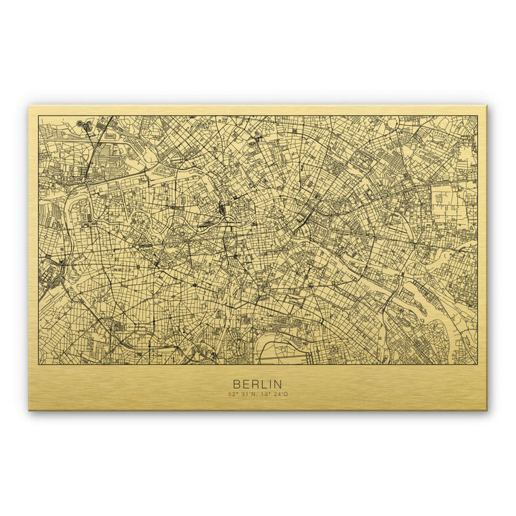 Alu-Dibond mit Goldeffekt Stadtplan Berlin - WA231047