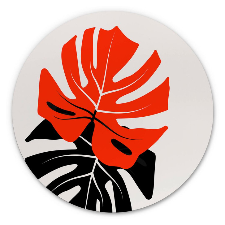 Alu-Dibond Kubistika - Monstera Duett - Rund - WA308346