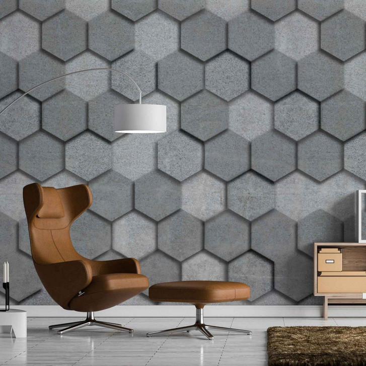 Fototapete Geometrisch GraphicBlocks1 grau - Vliestapete Designwalls 2 - 2.55x3.5 m - WA385940