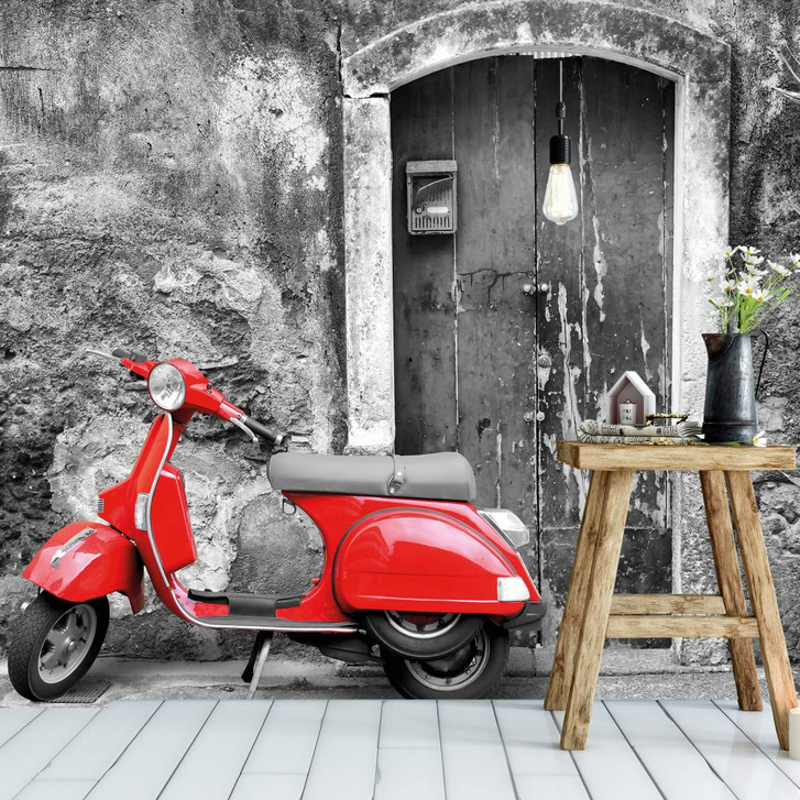 Fototapete Red Scooter sw - 384x260cm - WA231588