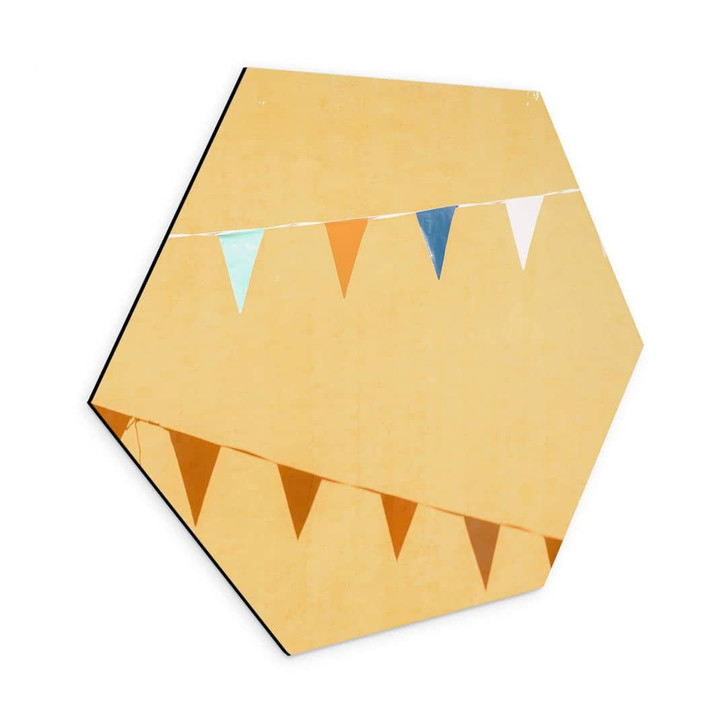 Hexagon Wandbild Mexikanische Flaggen - Alu-Dibond - Zwart - WA393612