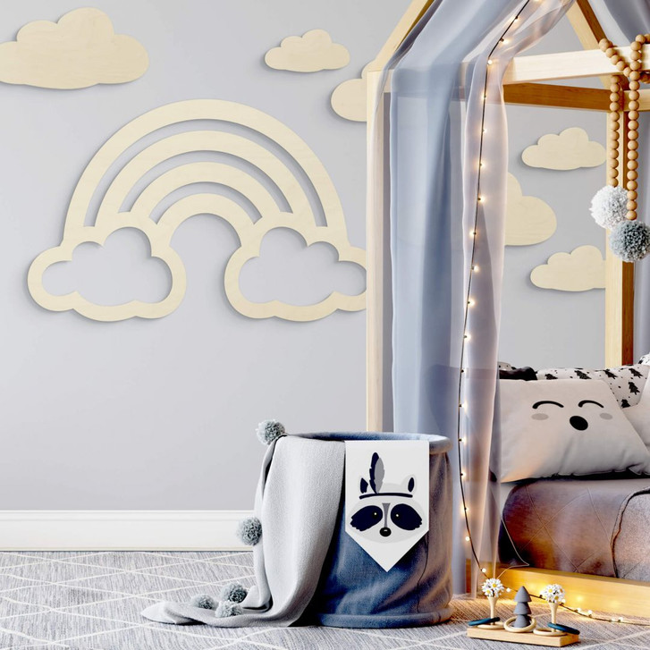 Holzdeko Pappel - Regenbogen mit Wolken - WA309948