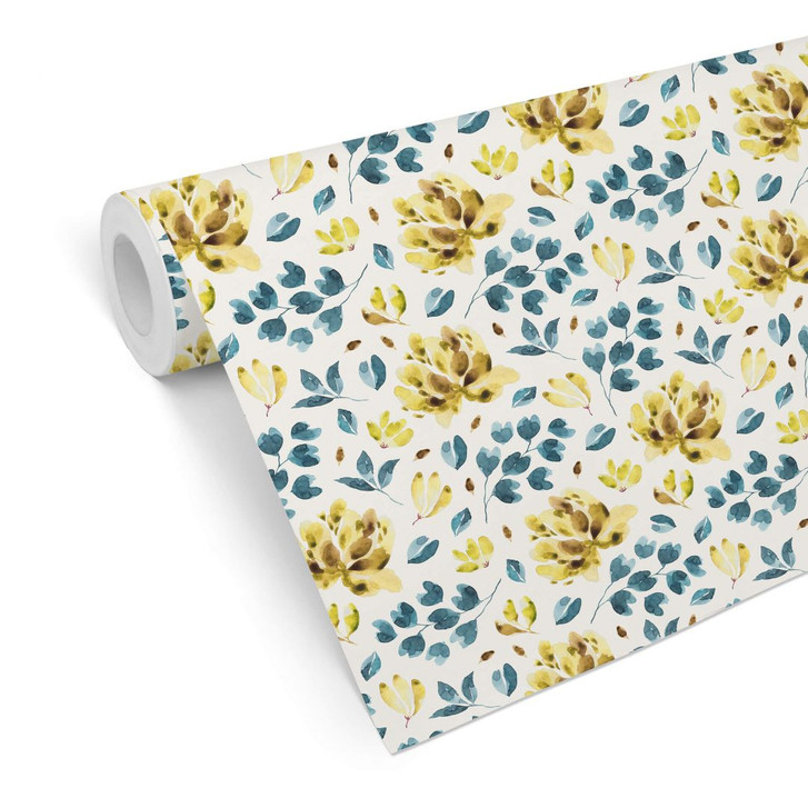 Mustertapete - Aquarell Blüten 03 - gelb - WA236299