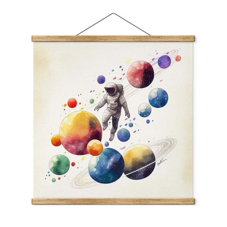 Stoffbild Heine - Astronaut mit Planeten - Astro Cruise - WA411286