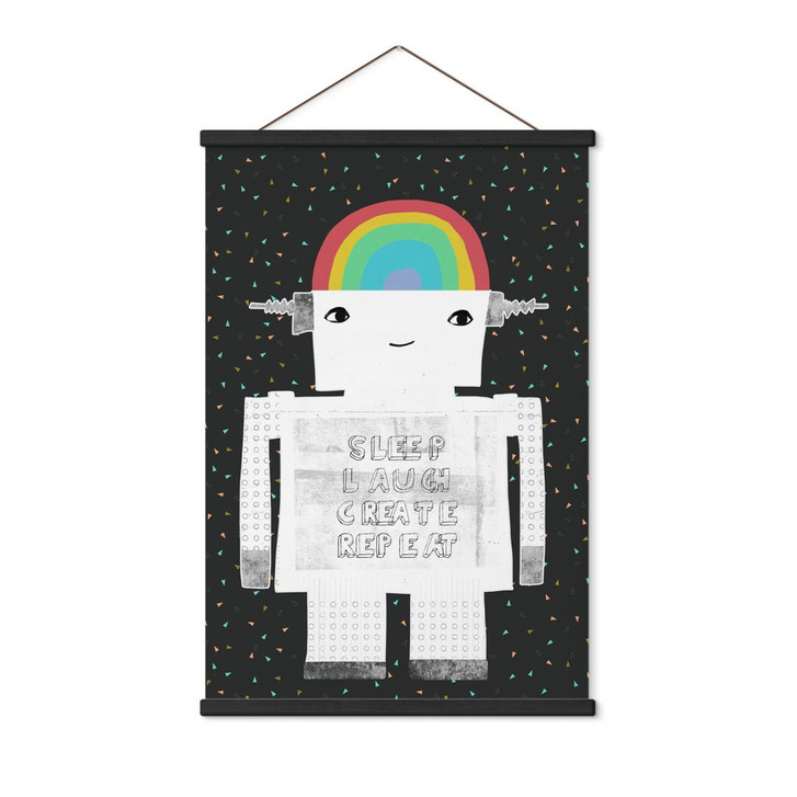 Stoffbild Regenbogen-Roboter Sleep Laugh Create - Treechild - WA500625