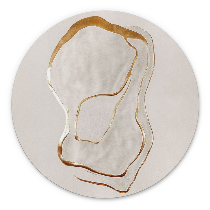 Wandbild Abstrakte Line Art in Gold und Beige - Alu-Dibond - Alma - Rund - WA491541