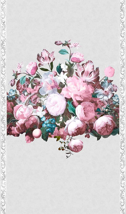 Fototapete Blumenmotiv Floral Klassisch, Romantisch matt in Grau 2.70 x 1.59m - WA461649