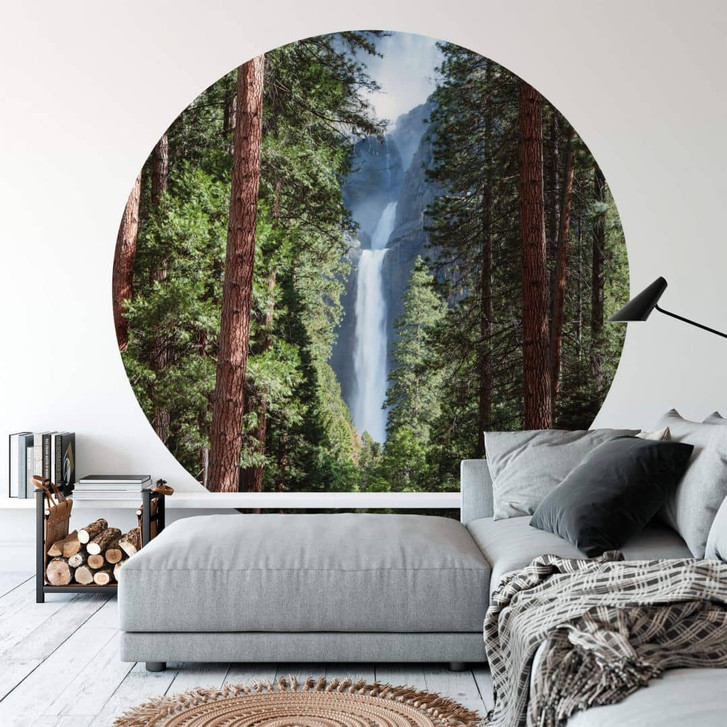 Fototapete Colombo - Wasserfall im Wald - Rund - Selbstklebend/Vlies - WA320249