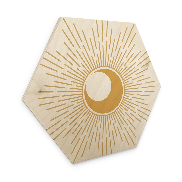 Hexagon Holzbild Goldene Sonnenstrahlen - KsanaKalpa - WA459509