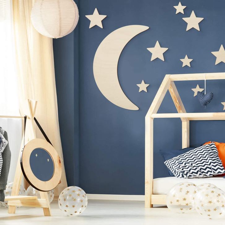 Holzdeko Pappel - Mond und Sterne - WA309938