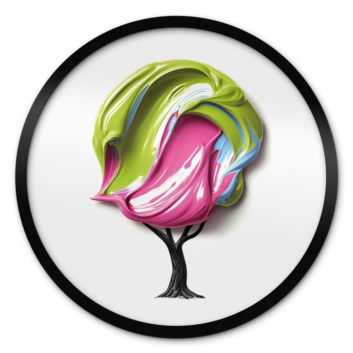 Poster Baum mit bunter 3D-Krone - Mielu - Rund - WA460200