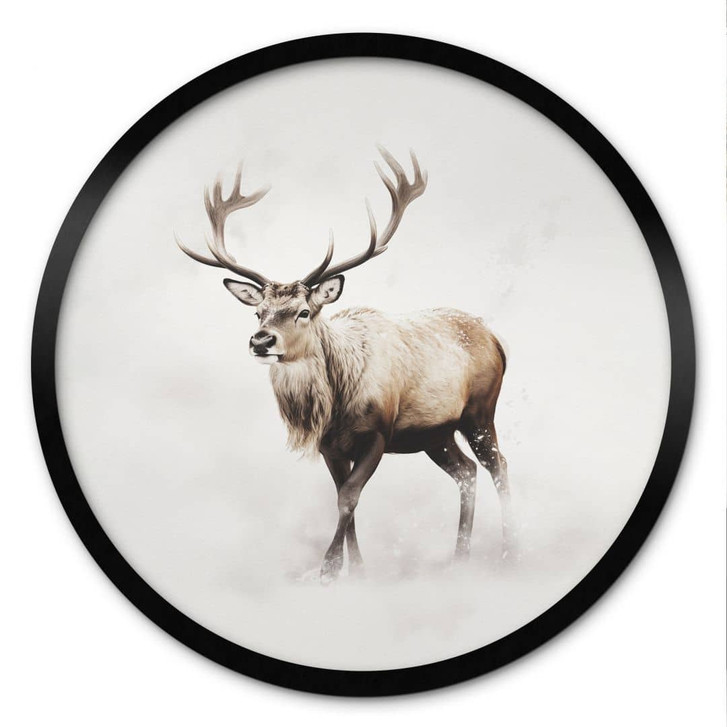 Poster Hirsch im weissen Winter - Magnusson - Rund - WA498246