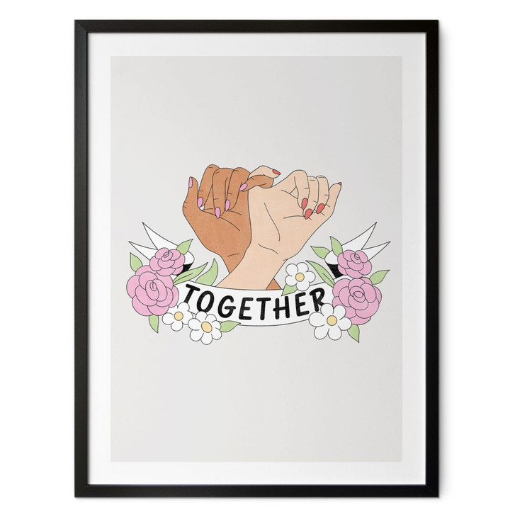 Poster Together Sisterhood Floral Hände - WA499073