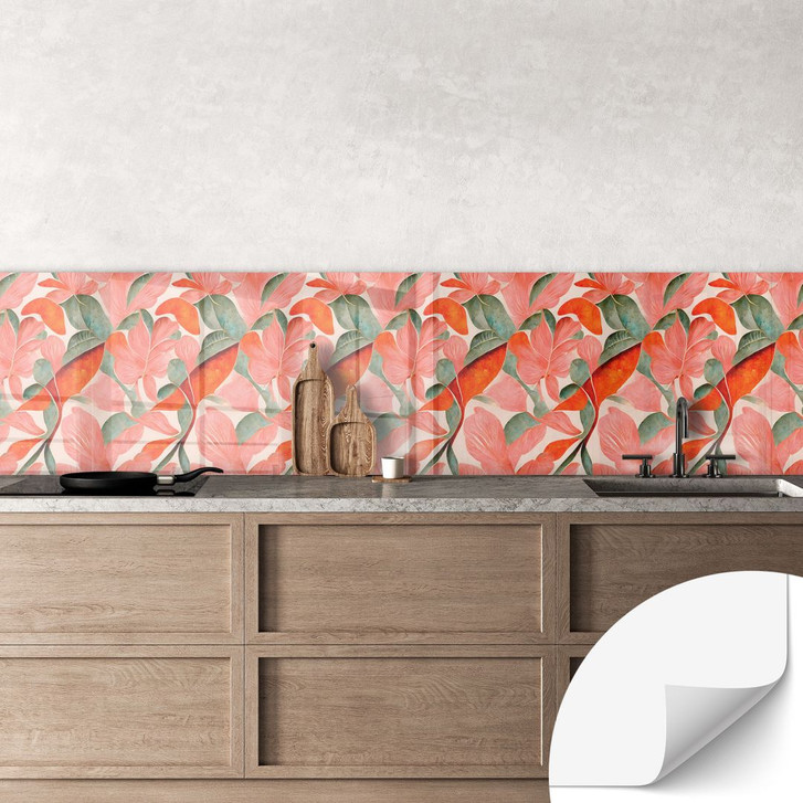 Selbstklebende Küchenrückwand Korallenrote Blüten - Treechild - WA428943