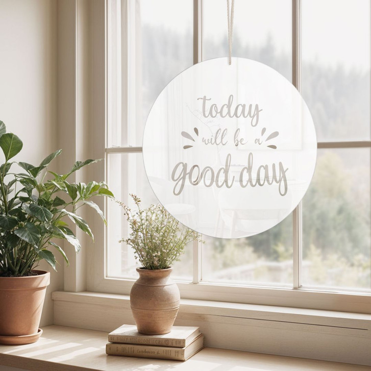 Acrylglasbild, Fensterbild zum Aufhängen Today will be a good day - Rund - WA415676