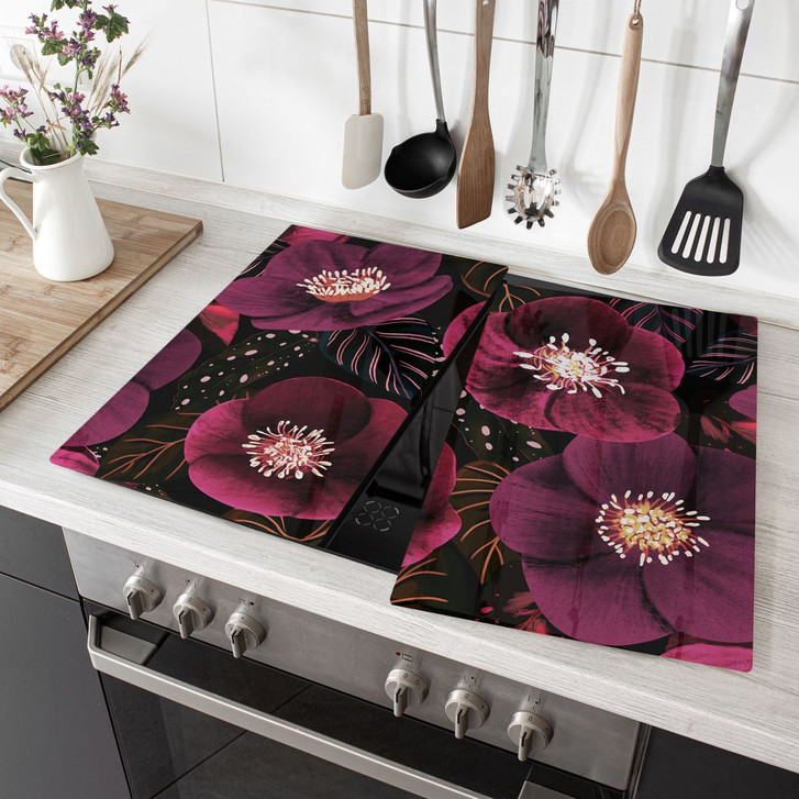 Herdabdeckplatte Florale Blütenpracht in Purpurtönen - Anis Illustration - WA443923