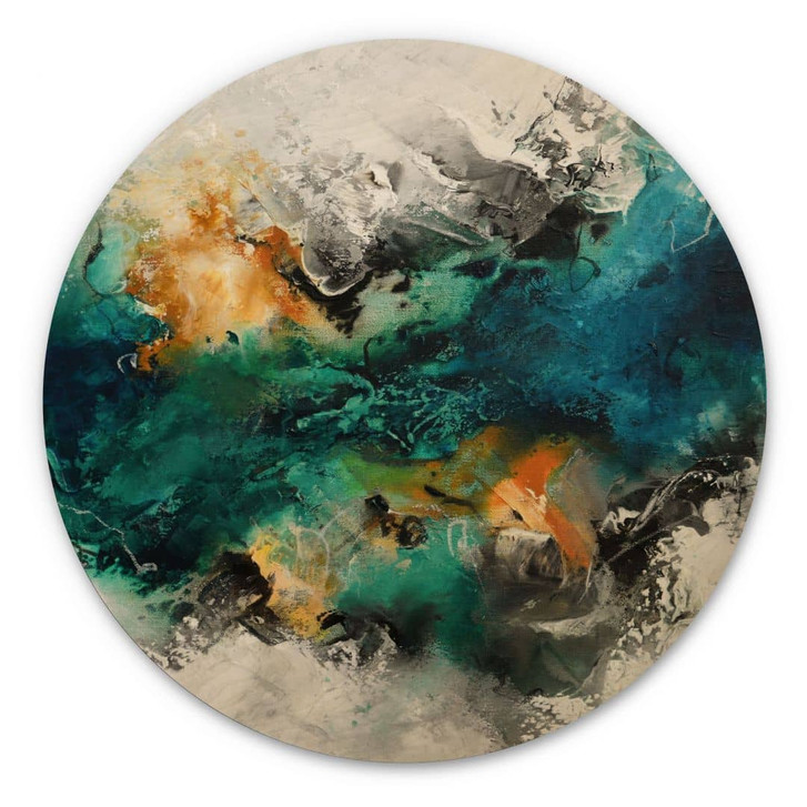 Holzbild Farbnebel abstrakt - Fedrau - Rund - WA443811