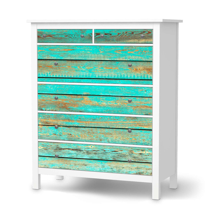 Klebefolie IKEA Hemnes Kommode 6 Schubladen - Wooden Aqua - CR111441