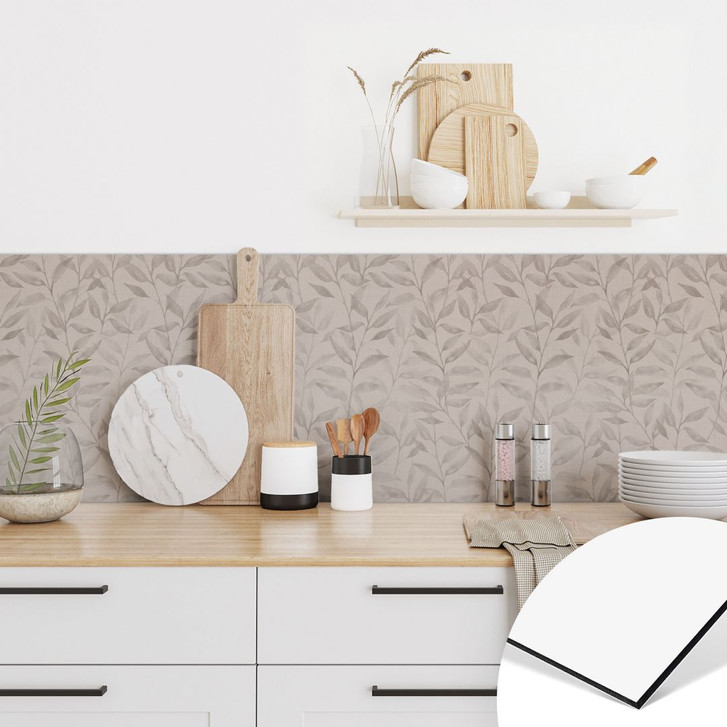 Küchenrückwand Zarte Aquarell-Blätter - Soft Grau - Bloomery Decor - WA495972