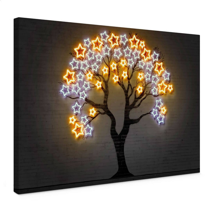 Leinwandbild Baum mit Sternen | Neon Design - Mielu - WA450049