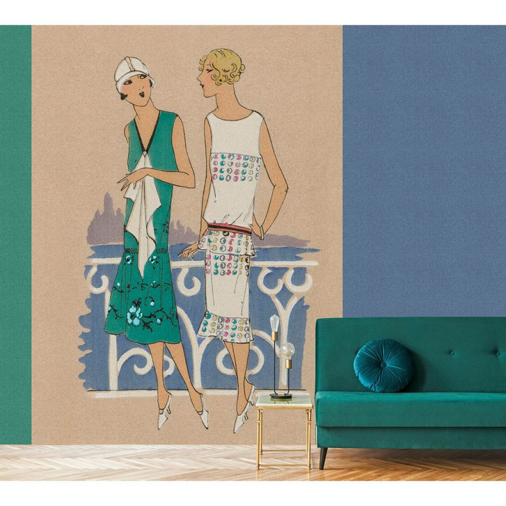 Livingwalls Fototapete Walls by Patel 3 Parisienne 3 blau, grün, beige, weiss, gelb - WA328023