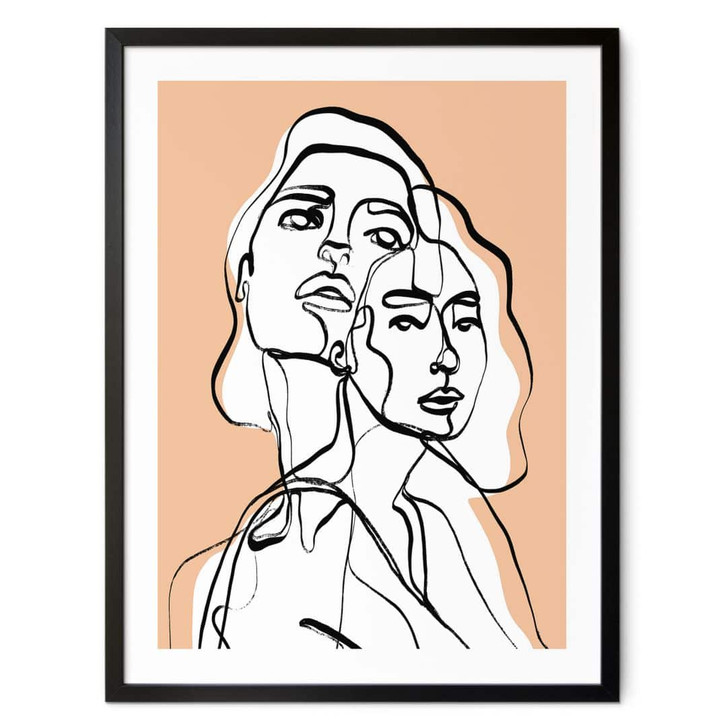 Poster Line Art Porträt von zwei Frauen - Treechild - WA409024