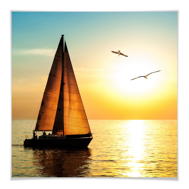 Poster Segelboot im Sonnenuntergang - WA249023