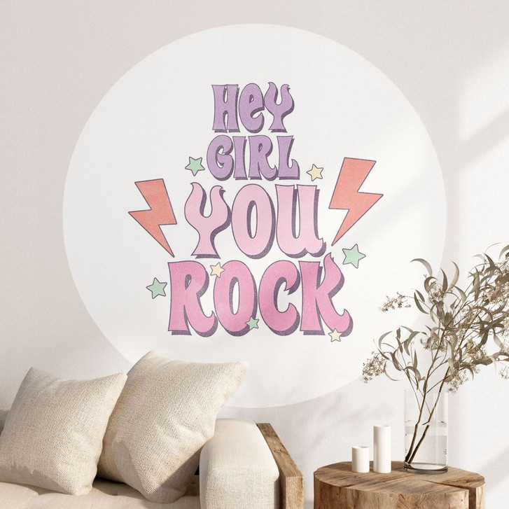 Wandtattoo Hey girl you rock - Rund - WA501185
