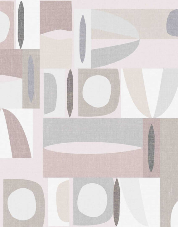 Fototapete Motivtapete Abstrakte Geometrie in Offwhite & Greige im Mid-Century Stil 2.7 x 2.12 m - WA505226