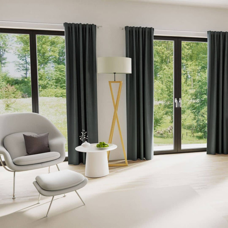 Homing Samtvorhang mit verdeckten Schlaufen Velia grau - 2.45 x 1.4m - WA333747
