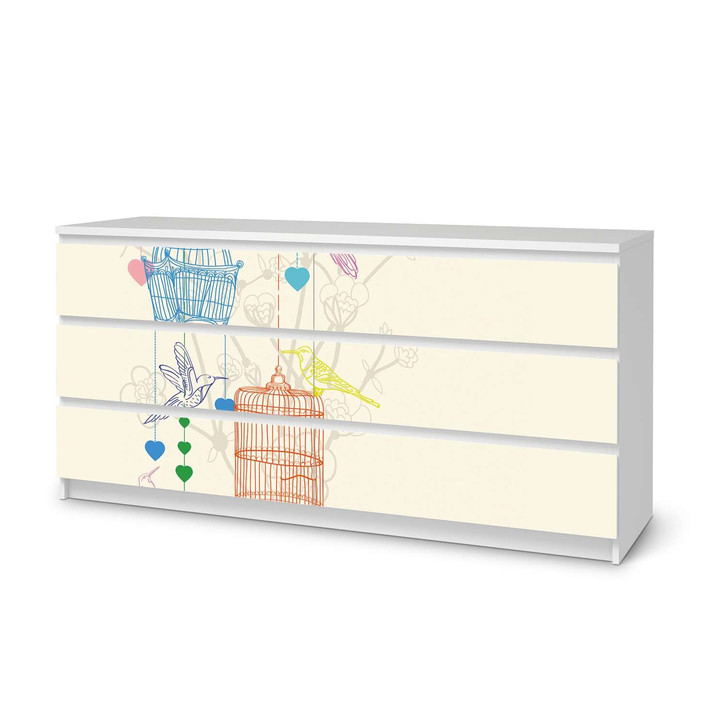 Möbelfolie IKEA Malm Kommode 6 Schubladen (breit) - Birdcage - CR116529