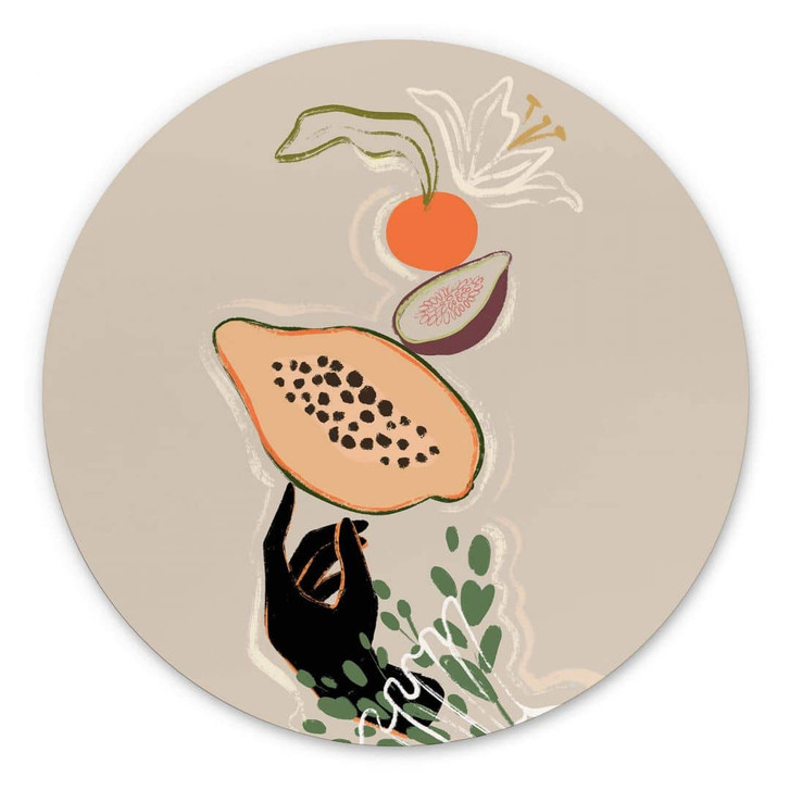 Rundes Wandbild Arty Guava - Papaya Balance - Alu-Dibond - WA393880