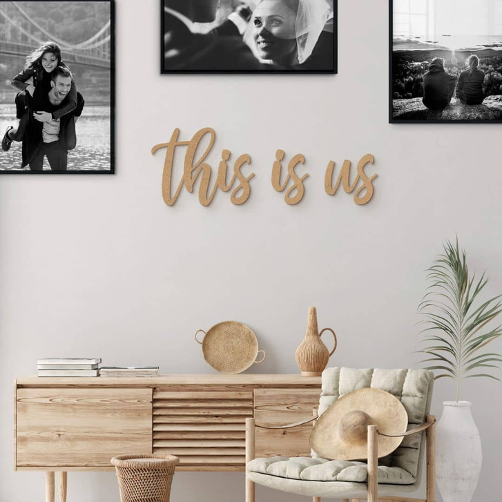 Schriftzug Wanddeko - This is us - MDF Natur - WA405510
