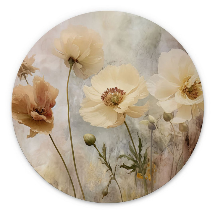 Wandbild Blumenpracht in warmen Pastelltönen - Paksoylu - Alu-Dibond Rund - WA431341