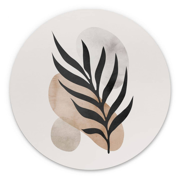 Wandbild Botanische Silhouette mit kunstvoller Geometrie - Costa - Alu-Dibond Rund - WA431520