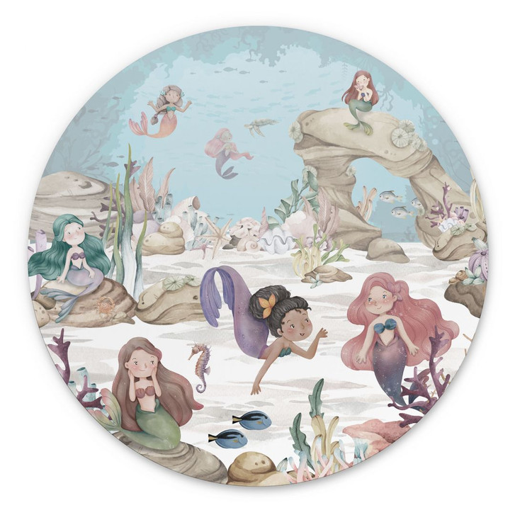 Wandbild Magisches Unterwasserreich der Meerjungfrauen - Oliver Robins - Alu-Dibond Rund - WA431660