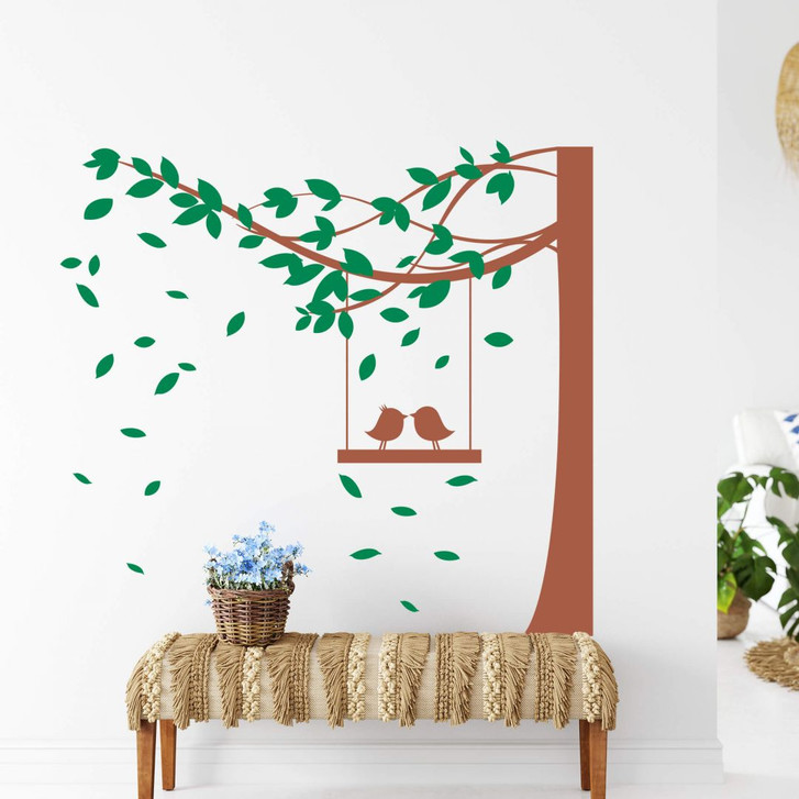 Wandtattoo Baum mit Vögeln (2-farbig) - WA206173