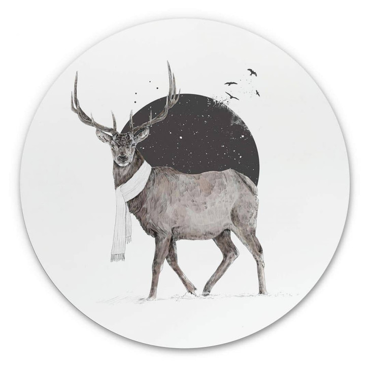 Alu-Dibond Solti - Hirsch im Winter - Rund - WA319997