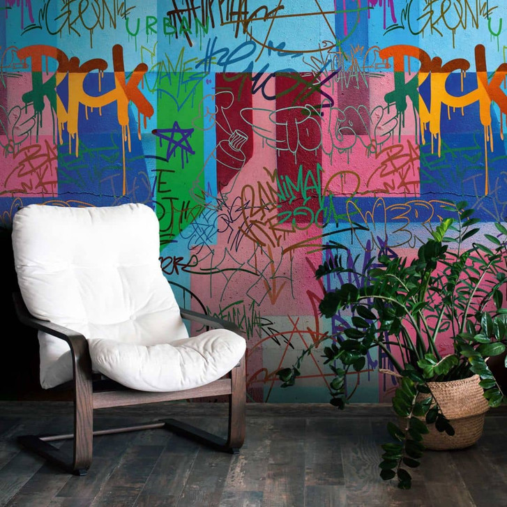 Graffiti-Tapete bunt - Vliestapete Street Art Design - Jugendzimmer Fototapete - WA418334