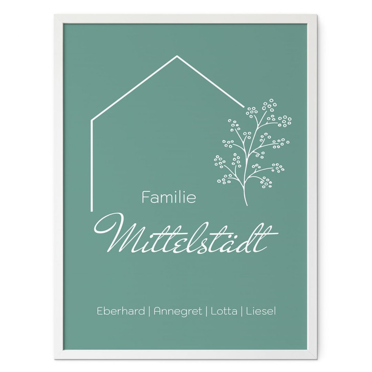 Personalisierbares Poster Familie Haus - grün - WA486858