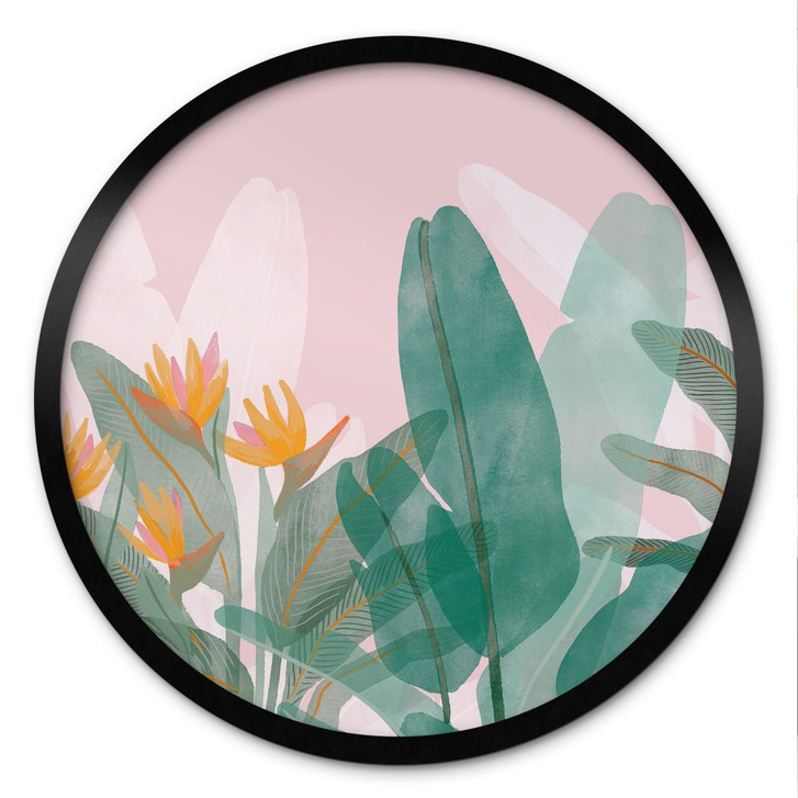 Poster Botanische Illustration in Grün und Rosa - Goed Blauw - Rund - WA483507