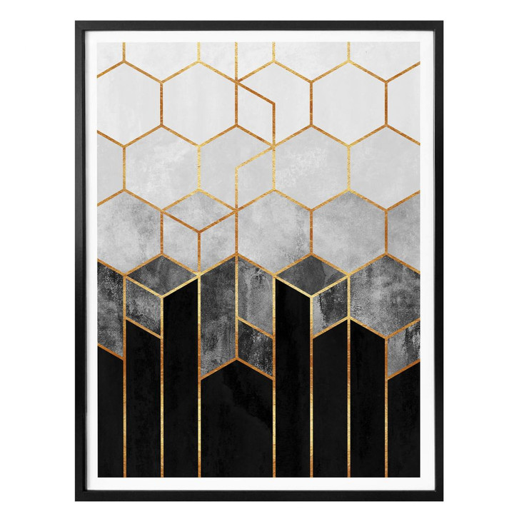 Poster Fredriksson - Hexagone: Schwarz und Grau - WA257592