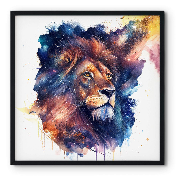 Poster Heine - Mächtiger Löwe im Sternenhimmel - Astro Cruise - Quadratisch - WA407675